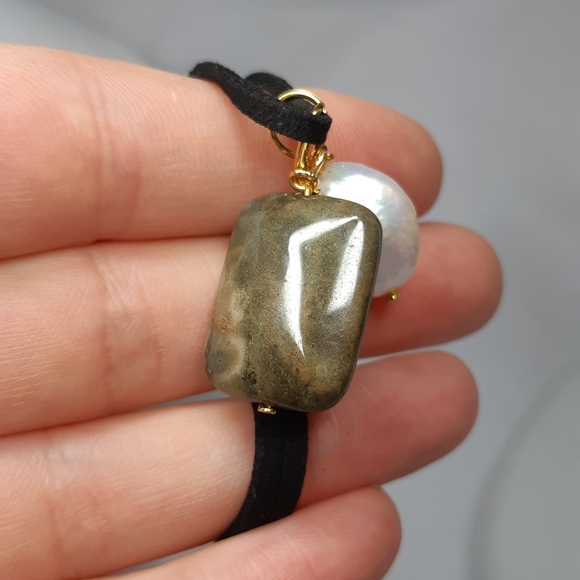 Rainforest Green Jasper Wire Wrap Necklace - Picture 3 of 5